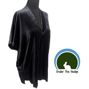 Karlie Charcoal Sleeveless Velvet V-Neck Large Boxy Top minimalist stretch P2